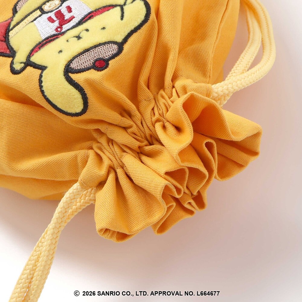 【シナモロール/ポムポムプリン×SLAPSLIP】フロントプリントフリルチェック巾着 ブルー ワンサイズ