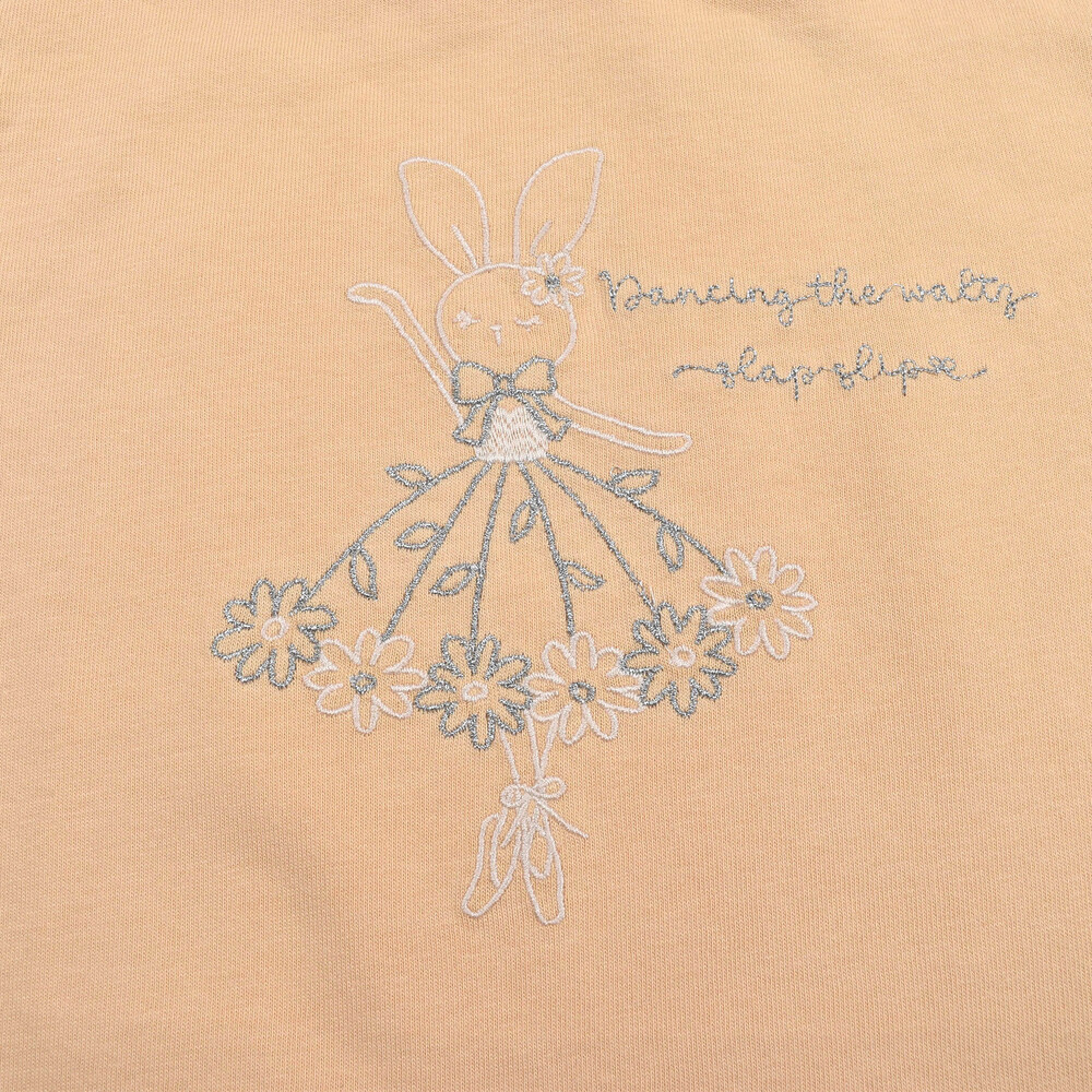 バレリーナ 刺繍 ロゴ 天竺 Tシャツ (80~130cm)(80cm オレンジ