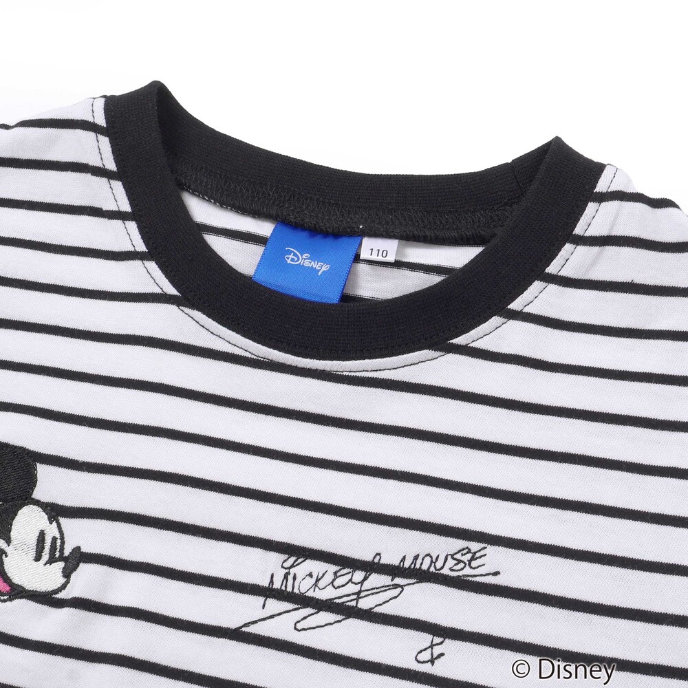 【ディズニーコレクション】キャラクター刺しゅうボーダー半袖Tシャツ(80~130cm) ピンク系 80cm