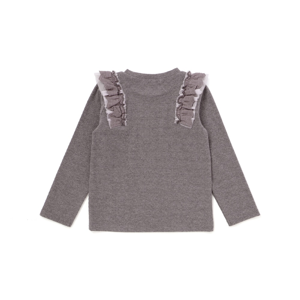 肩フリルハート刺しゅう長袖Tシャツ(80~130cm) ホワイト 80cm