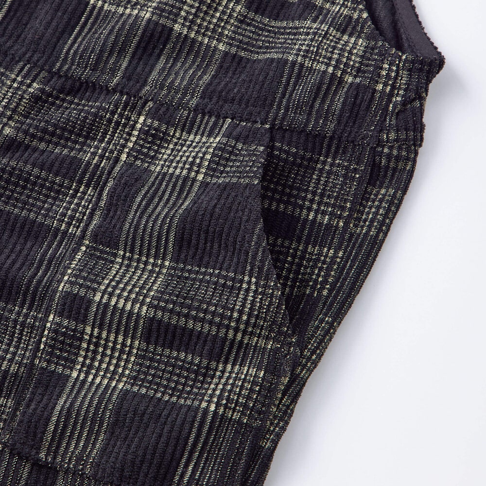 フラップ胸ポケット付きチェックサロペット(80~120cm) オフホワイト系 80cm