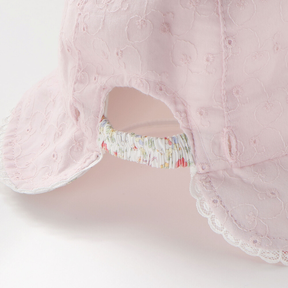 日よけ&レース付き帽子ベビー(46~48cm) ホワイト 46cm