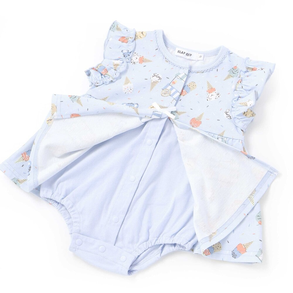 【お揃い】バルーン宝石アイス果物総柄プリントボディミニベビー(60~80cm) ピンク系 60cm