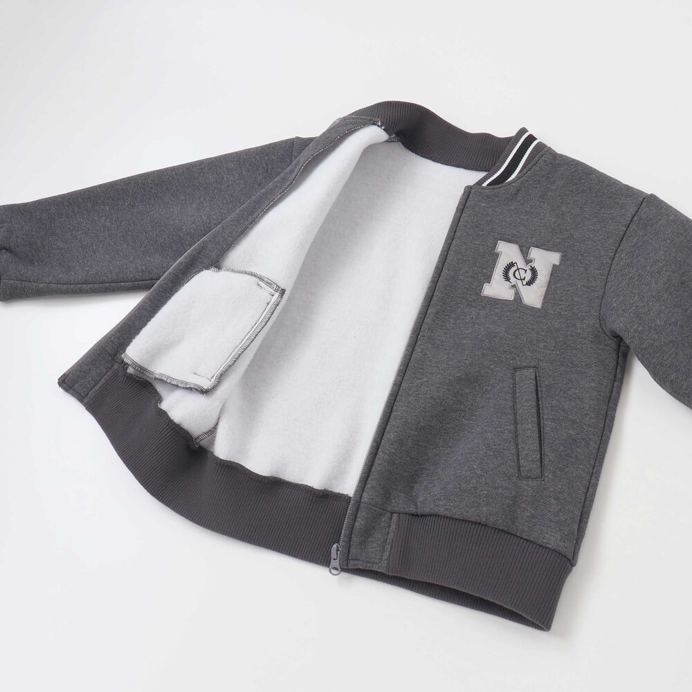 ロゴバッチ裏ジャギー裏毛スタジャン(110~150cm) グレー 110cm