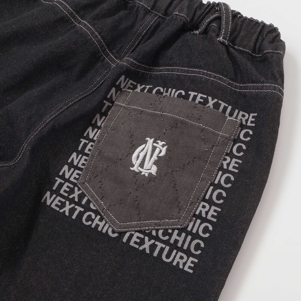 ボタンスリット開きワイドデニムパンツ(110~150cm) ネイビー 110cm