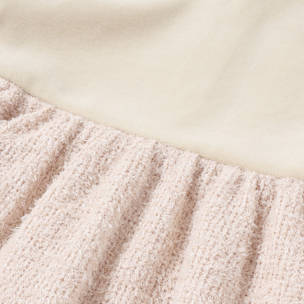 ベロア×ファンシーヤーン切り替えハイネックバルーンワンピース(90~140cm) ピンク 90cm