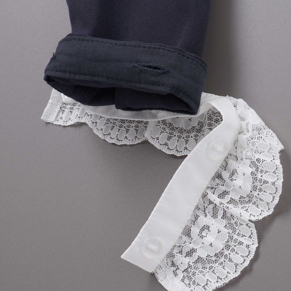 ダブルクロス3way付け襟長袖ギャザーワンピース(110~130cm) ネイビー 110cm