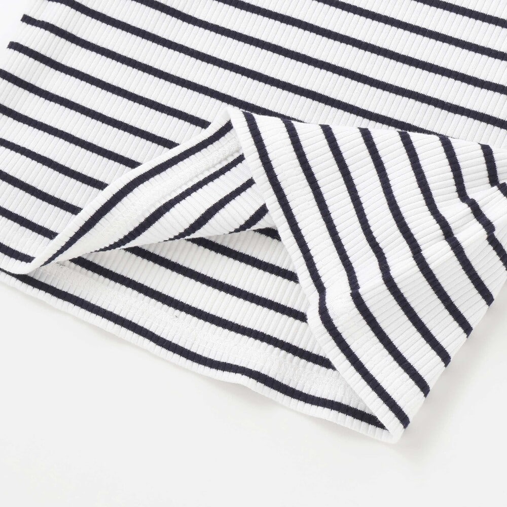 ラメジョーゼットシャーリングキャミ+リブボーダー長袖Tシャツセット(90~160cm) ホワイト 90cm