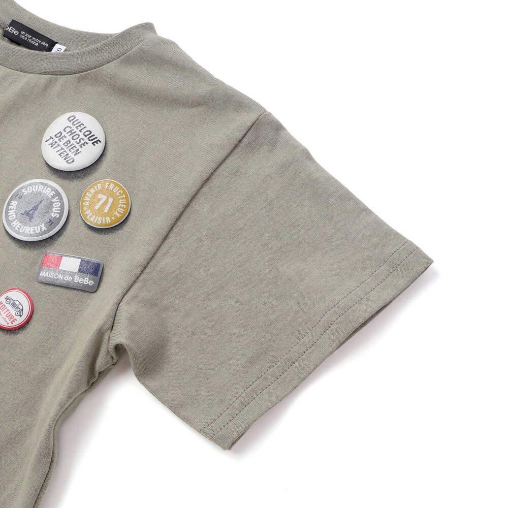 缶バッジ風立体プリント半袖Tシャツ+ロゴ長袖Tシャツ セット(90~160cm) ブルー 90cm
