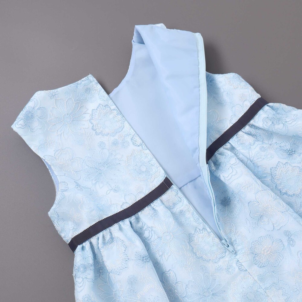 【日本製】オーガンジーフラワー刺しゅうドレス(110~130cm) ベージュ系 110cm