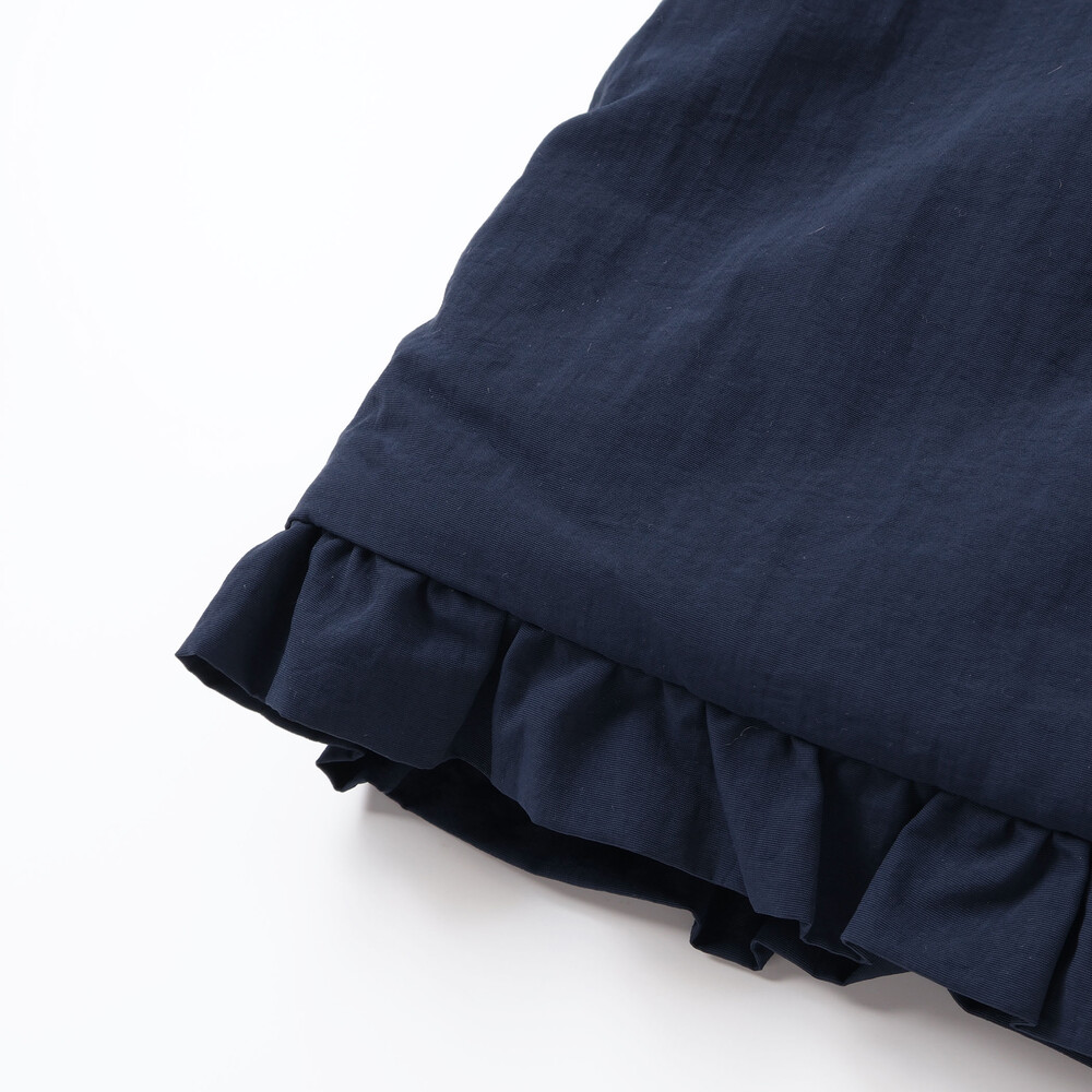 【撥水加工】ヴィンテージタフタ裏ファー裾フリルフードブルゾン(80~150cm) ネイビー 100cm