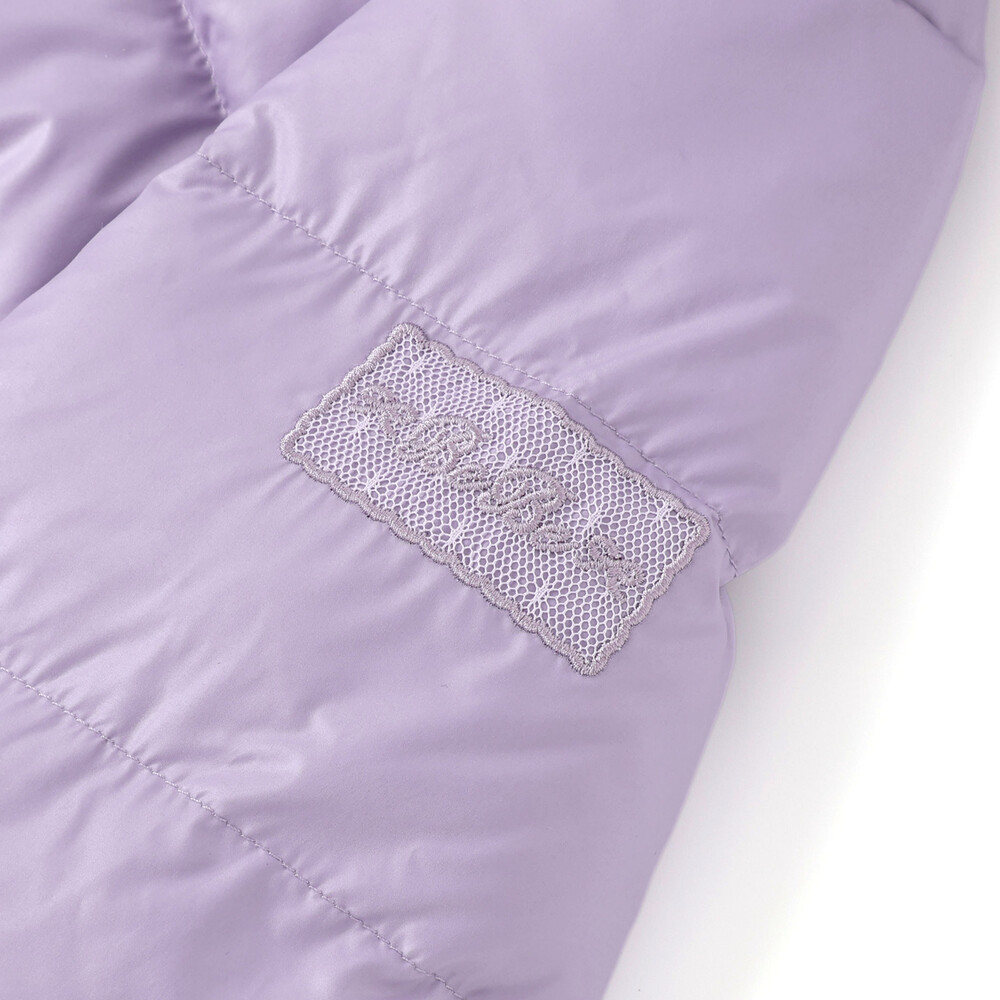 【撥水加工】シャイニータフタウエスト切り替えシャギーファーフードダウンコート(90~150cm) ピンク 90cm