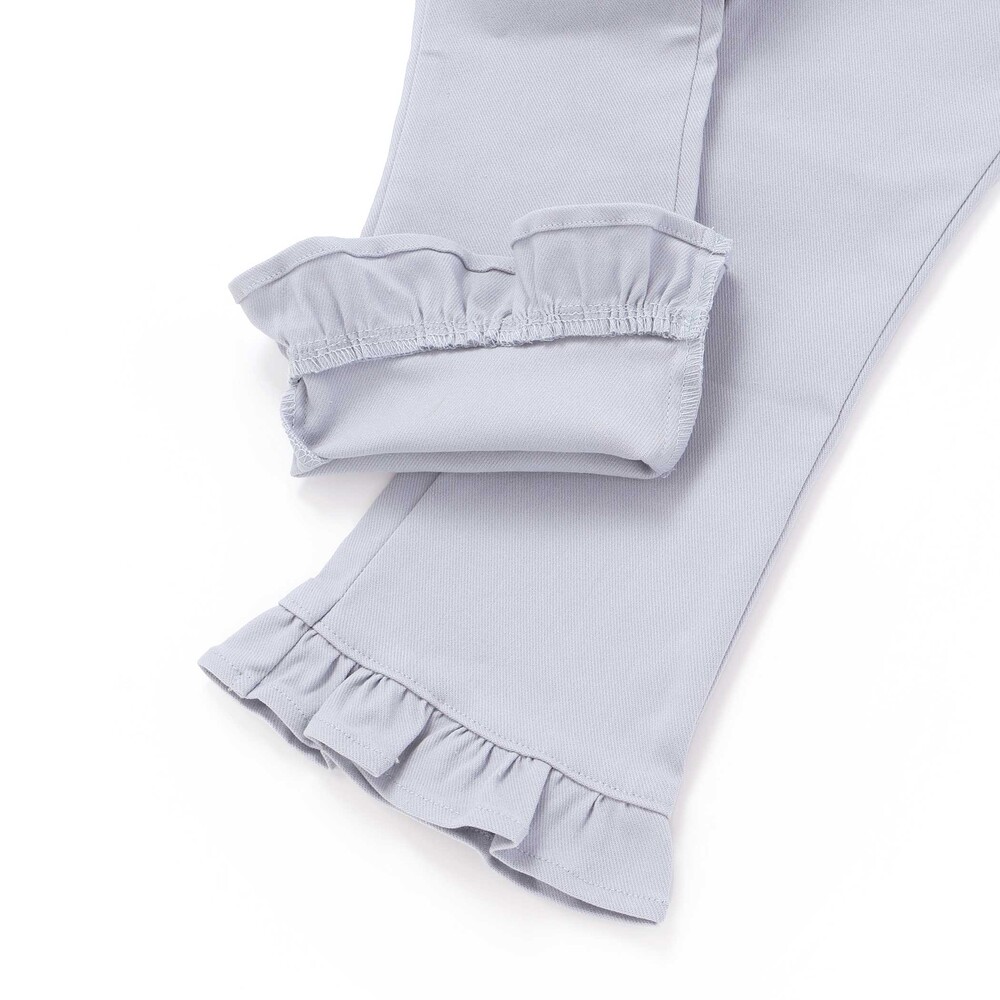 ストレッチツイル裾フリルロングパンツ(90~150cm) ブラック 90cm