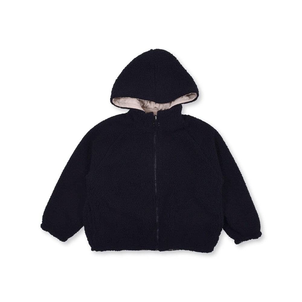 【ニコ☆プチ掲載】 ライン 入り タフタ 裏 ボア リバーシブル 長袖 パーカー (130~160cm) ピンク 130cm