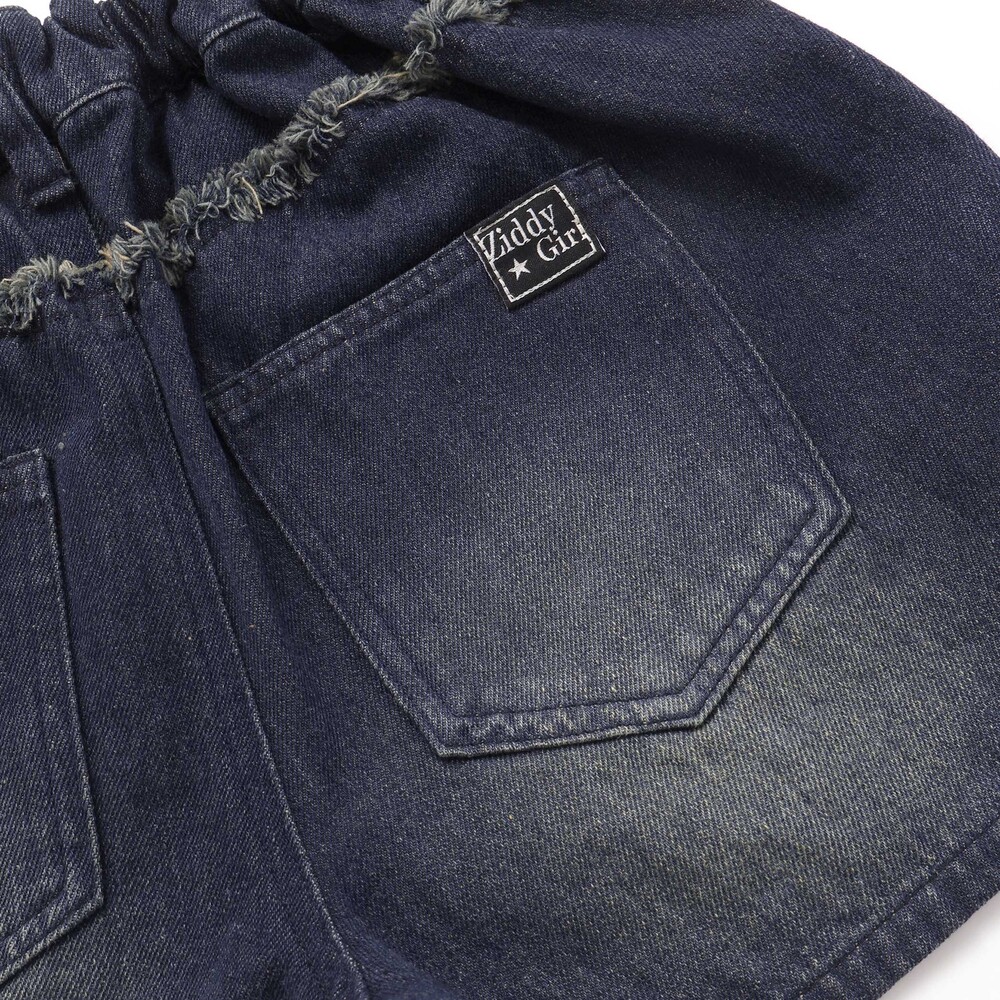 ラインストーンショートデニムパンツ(130~160cm) ネイビー 130cm