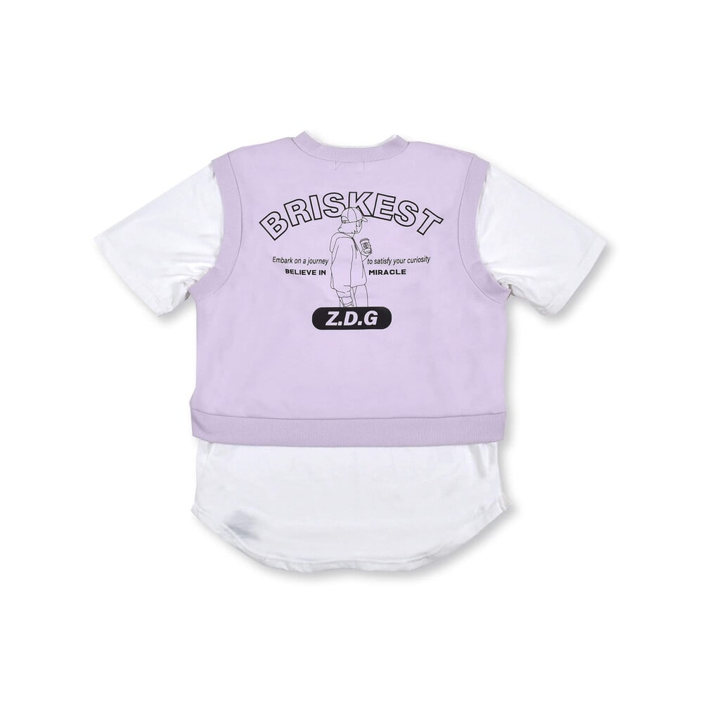 【 ニコ☆プチ 4月号 掲載 】 ネックレス付き ベスト レイヤード風 Tシャツ (130~160cm) ブラック 130cm