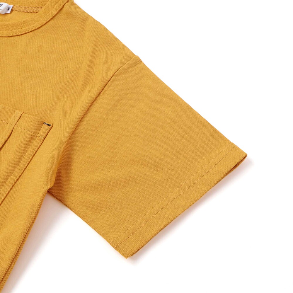ワークポケット半袖Tシャツ&袖ロゴロンTセット(100~160cm) イエロー 100cm