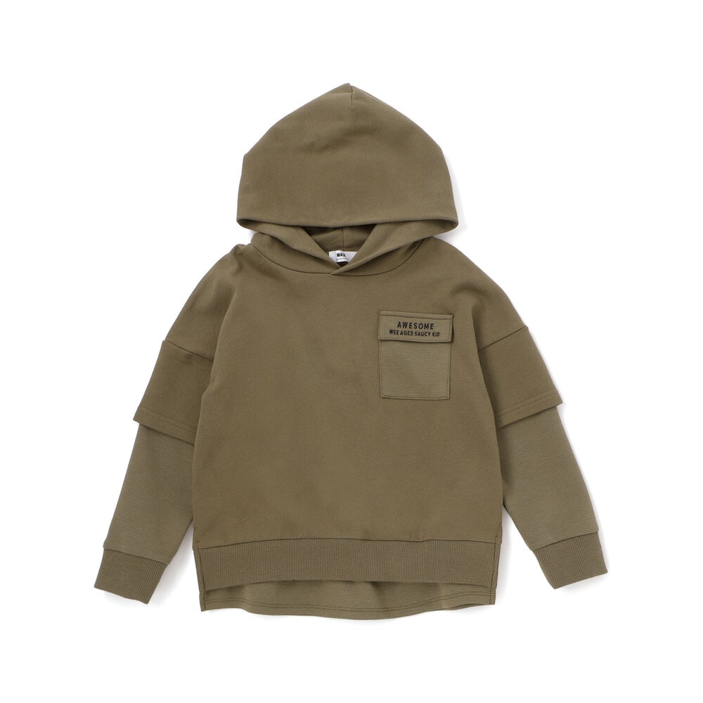 レイヤード風BIGフーディトレーナー(110~160cm) ブラック 110cm