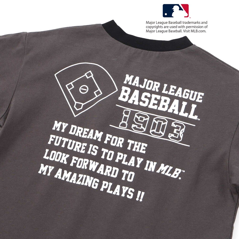 【MLB】 モチーフ VネックTシャツ(100~160cm) グレー 100cm