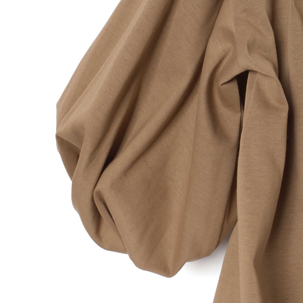 BIGリボンモチーフバルーンスリーブ天竺6分袖Tシャツ 親子お揃い 大人(140~160cm) ブラウン M(150~160cm)