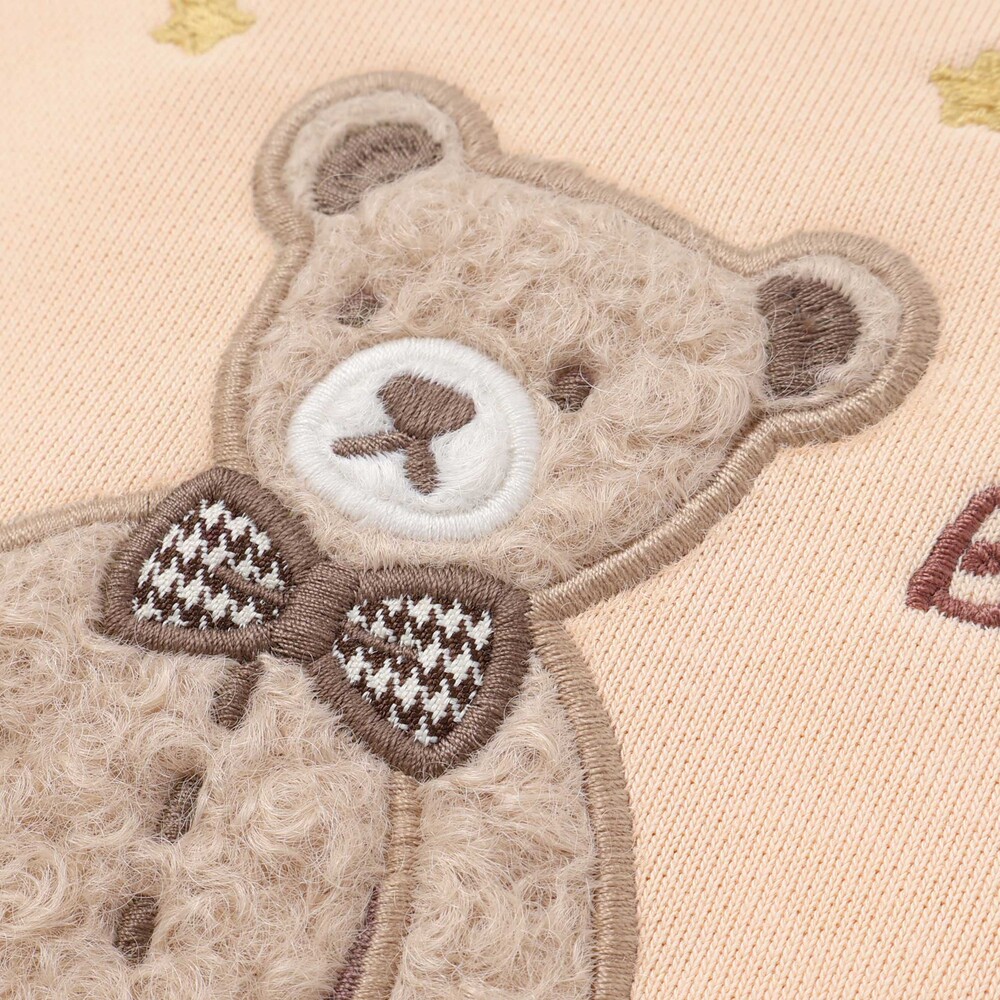 クマパッチトレーナー&パンツセット(70~90cm) ベージュ系 S
