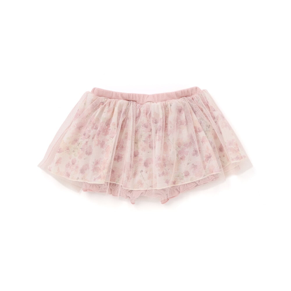 【お揃い】チュールフラワースカートブルマ(60~90cm) ベージュ系 ワンサイズ