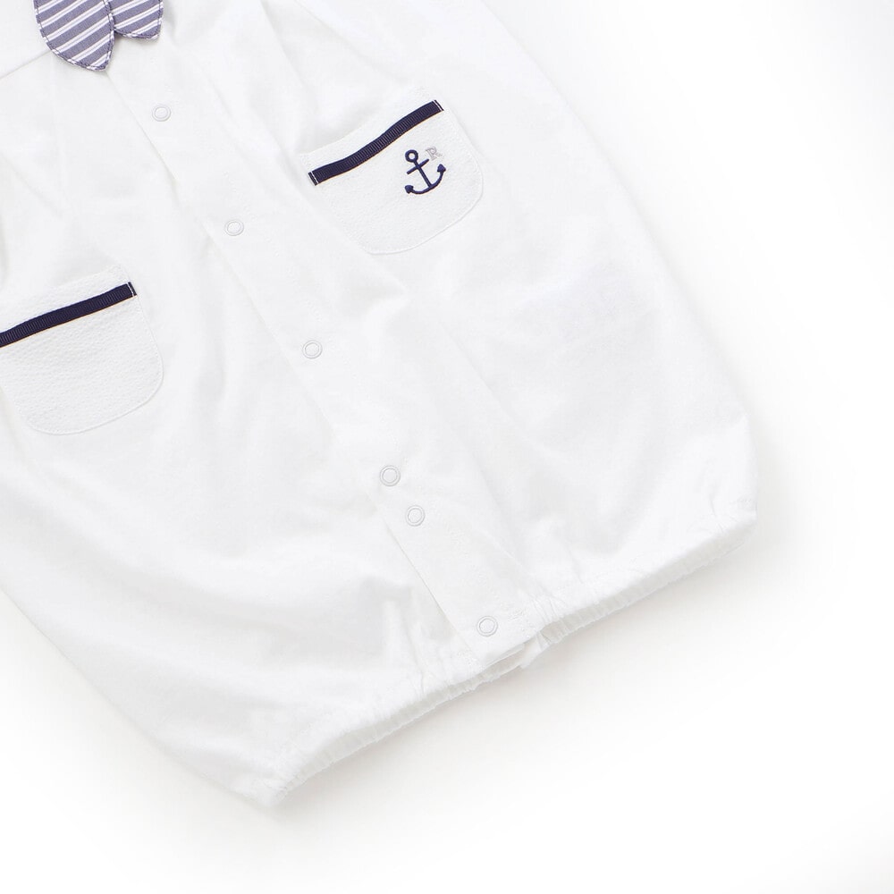 【お揃い】天竺セーラーネクタイ付き2WAYオールベビー(50~75cm) ホワイト ワンサイズ