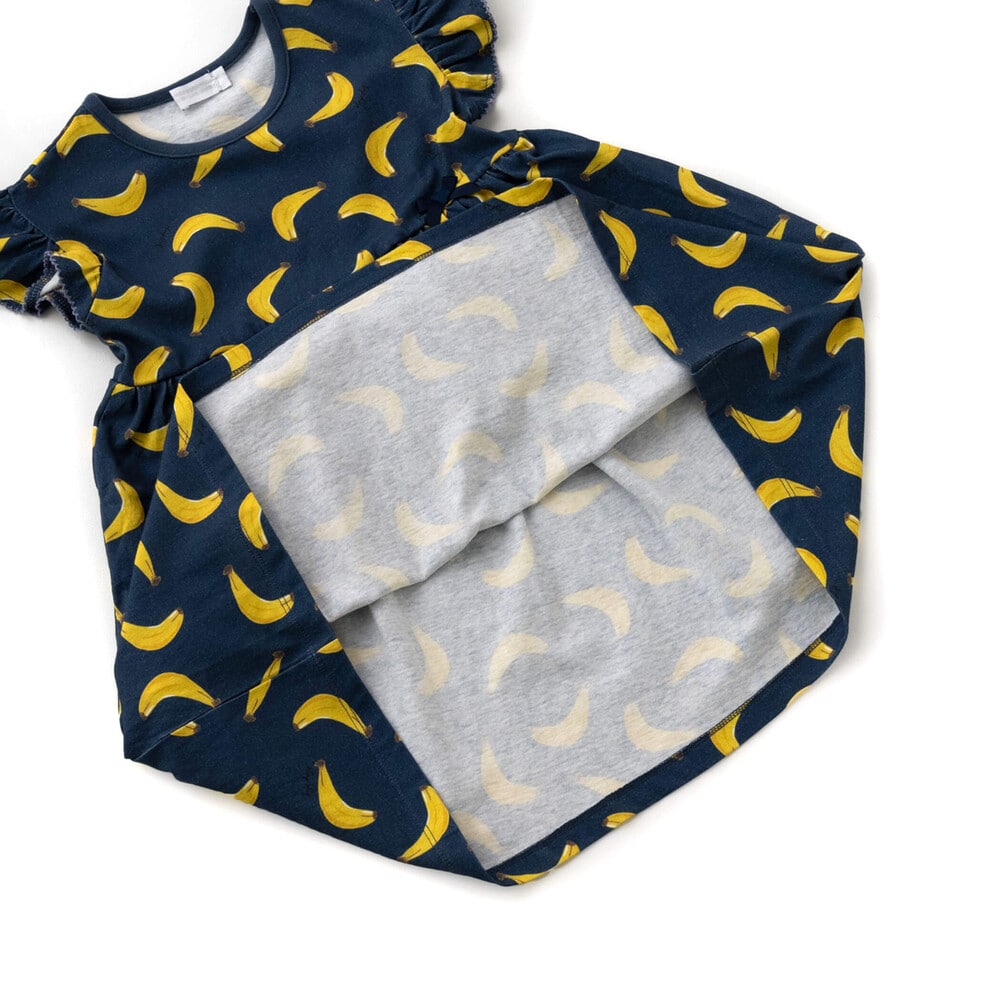 【 お揃い 】 BIG プリント レモン バナナ おそろい ワンピース (80~130cm) オフホワイト系 90cm