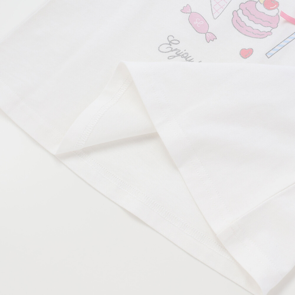 スイーツ刺しゅう肩開き半袖Tシャツ&スカパンセットアップ(80~130cm) ホワイト 80cm