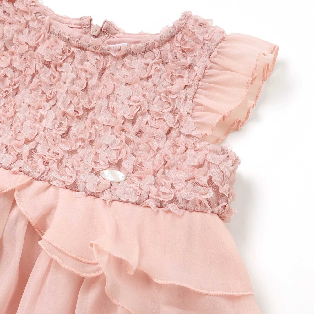 ふわふわオーガンジーフリルリボンペプラムドレス風ジャンパースカート(90~130cm) ピンク 90cm