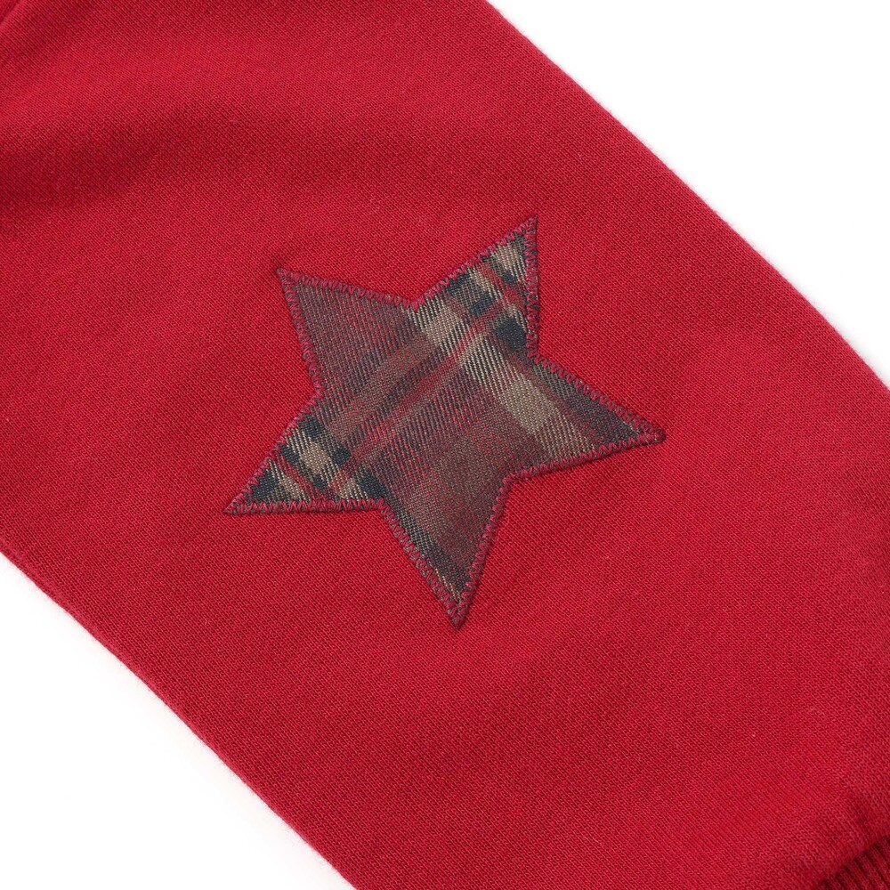 はたらくくるま発泡プリント星パッチナンバリングバイカラートレーナー(80~130cm) レッド×ネイビー 80cm