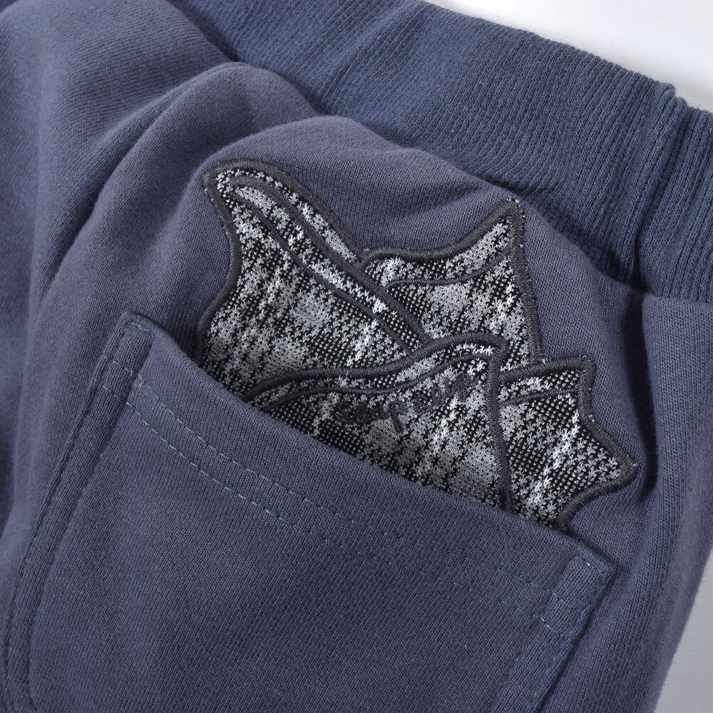 チェック × 無地 ポケット パッチ ロングパンツ (80~130cm) グレー系 100cm