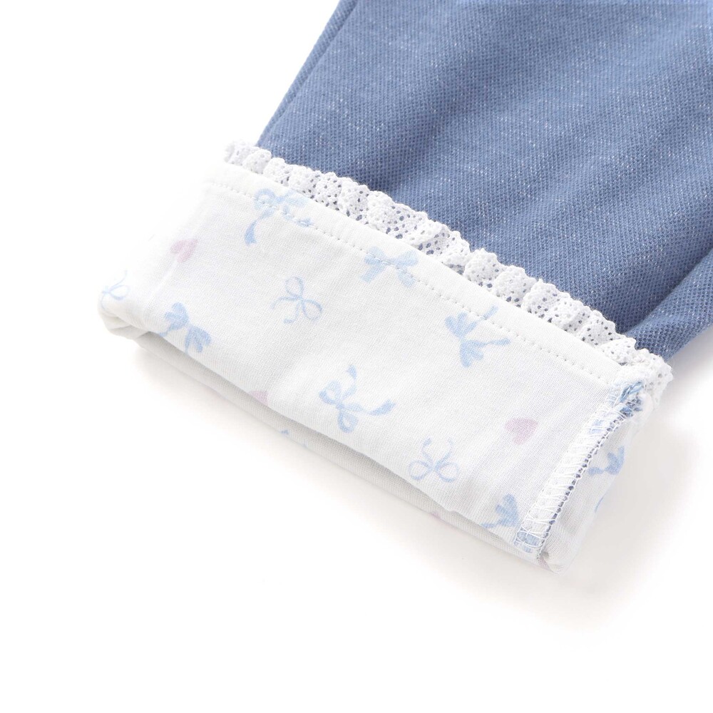 裾折り返しレース7分丈ツイルパンツ(80~120cm) パープル 80cm