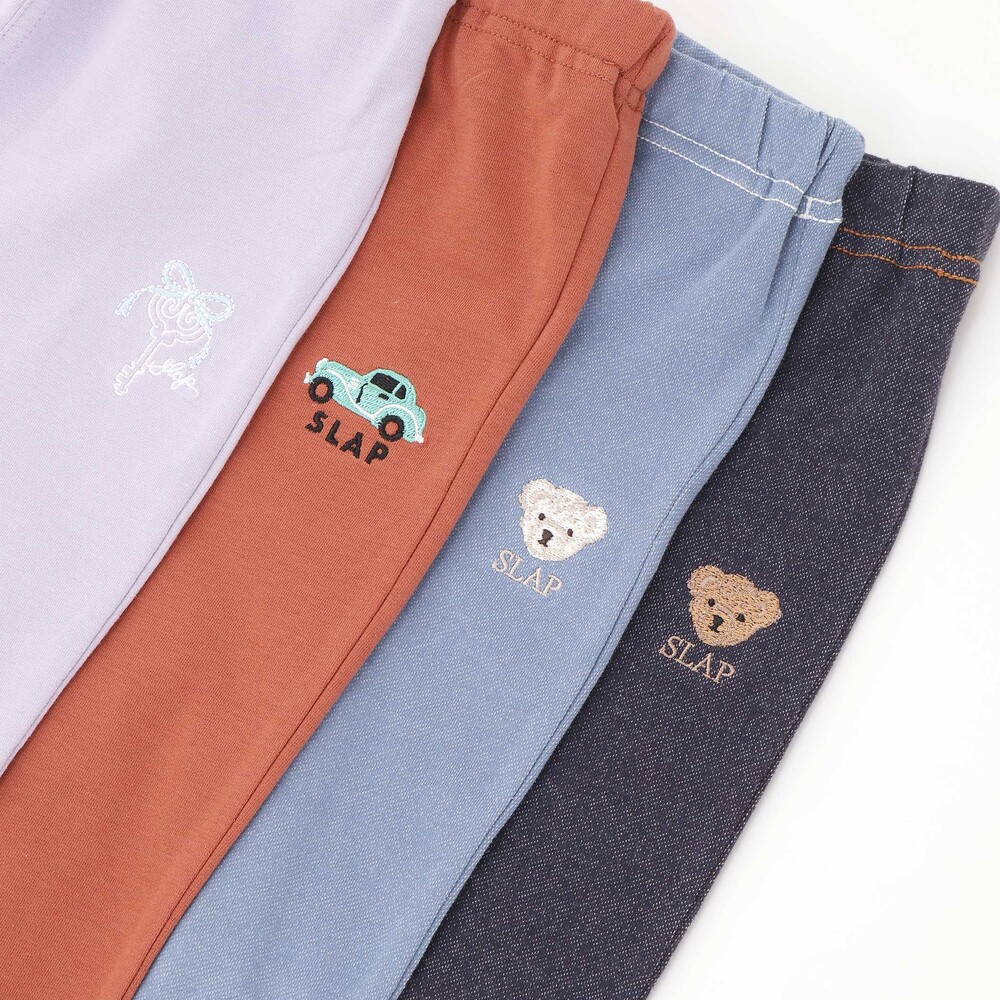 【スララク/防汚加工/9分丈】ゆったり履ける!ガンガン頑丈ストロングパンツ(80~130cm) ベージュ×はたらくくるま総柄 80cm
