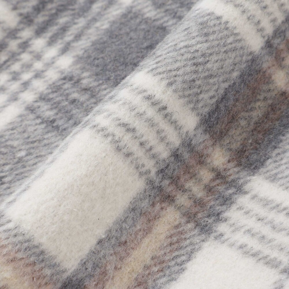 【お揃い】ファー切替チェック台形スカート(90~130cm) グレー系 90cm