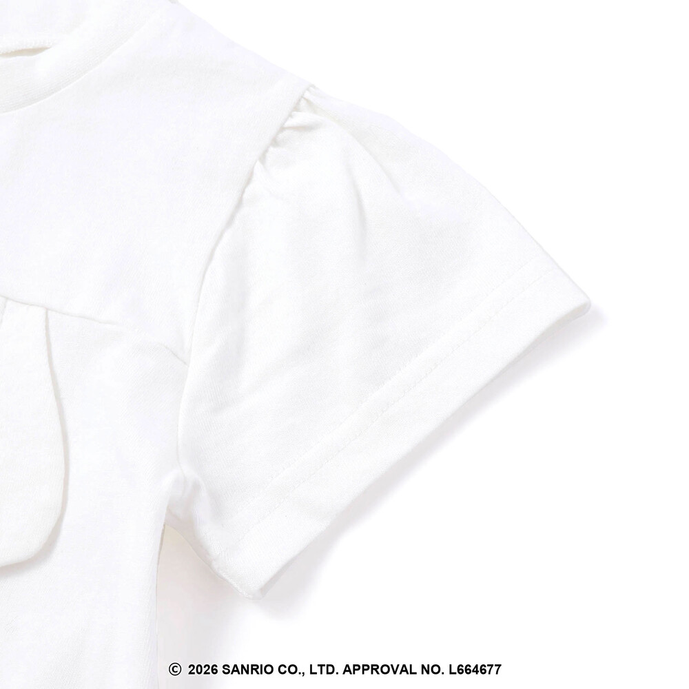 【シナモロール/ポムポムプリン×SLAPSLIP】耳付きモチーフ半袖パジャマ(90~130cm) オフホワイト 90cm