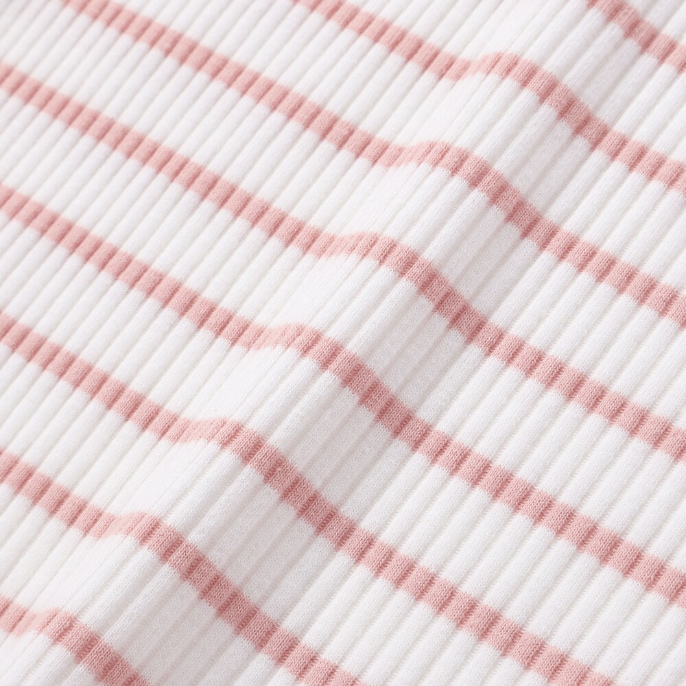 ボーダー&花柄テレコ半袖Tシャツ(80~130cm) パープル系 80cm