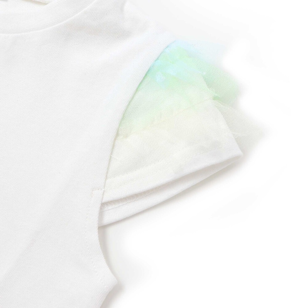 【スラプリ】チュールスリーブ天竺半袖Tシャツ(80~130cm) ブルー 80cm