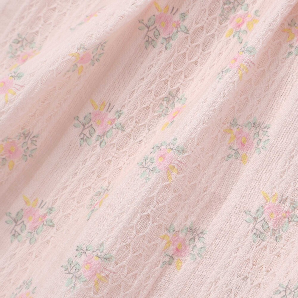 肩フリル花柄レースドッキング半袖Tシャツ(80~130cm) イエロー系 80cm