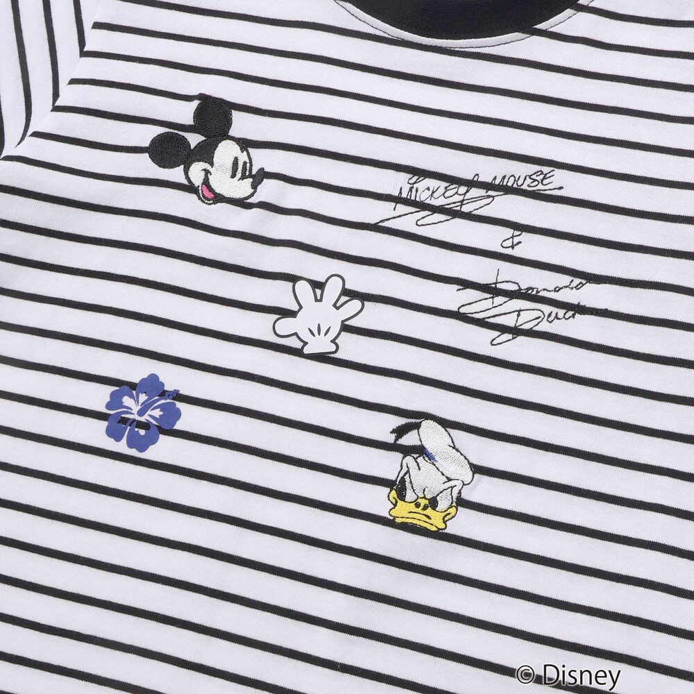 【ディズニーコレクション】キャラクター刺しゅうボーダー半袖Tシャツ(80~130cm) ピンク系 80cm