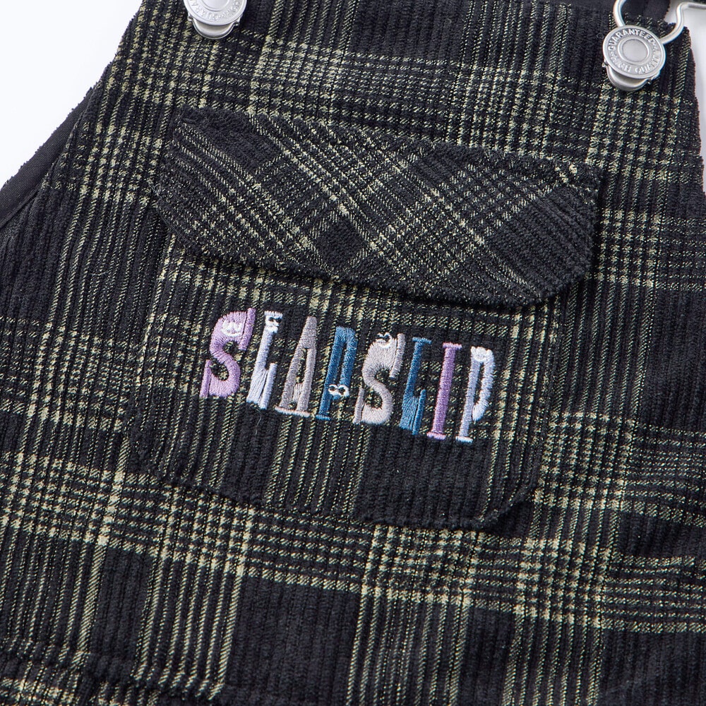 フラップ胸ポケット付きチェックサロペット(80~120cm) オフホワイト系 80cm