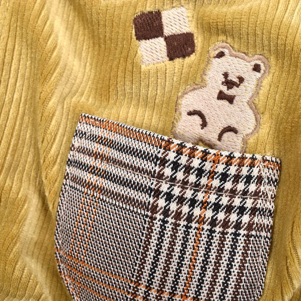 クッキー くま 刺繍 サロペット ドッキング ロンパース ベビー (60~80cm) ブルー 60cm