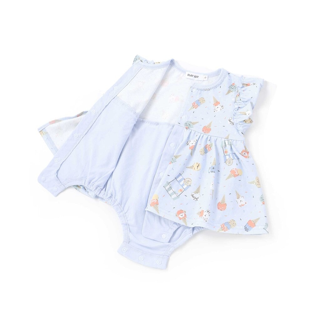 【お揃い】バルーン宝石アイス果物総柄プリントボディミニベビー(60~80cm) ピンク系 60cm