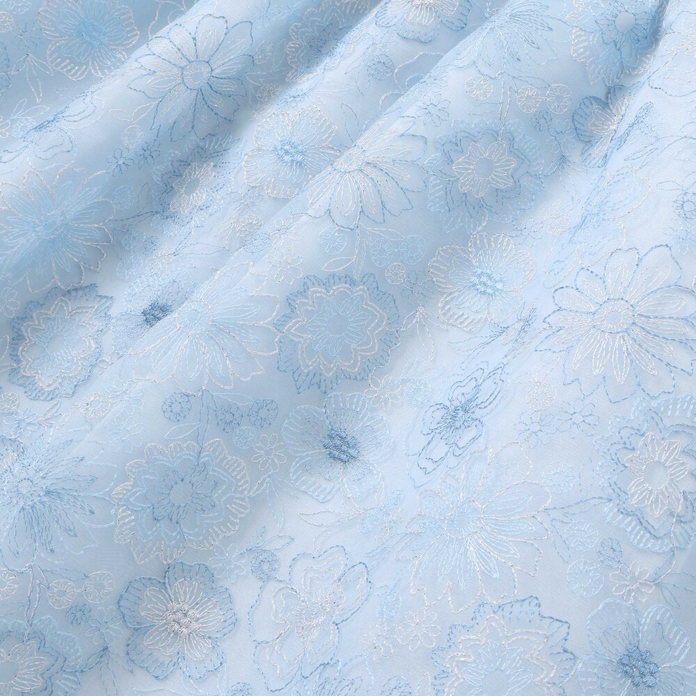 【日本製】オーガンジーフラワー刺しゅうドレス(110~130cm) ベージュ系 110cm