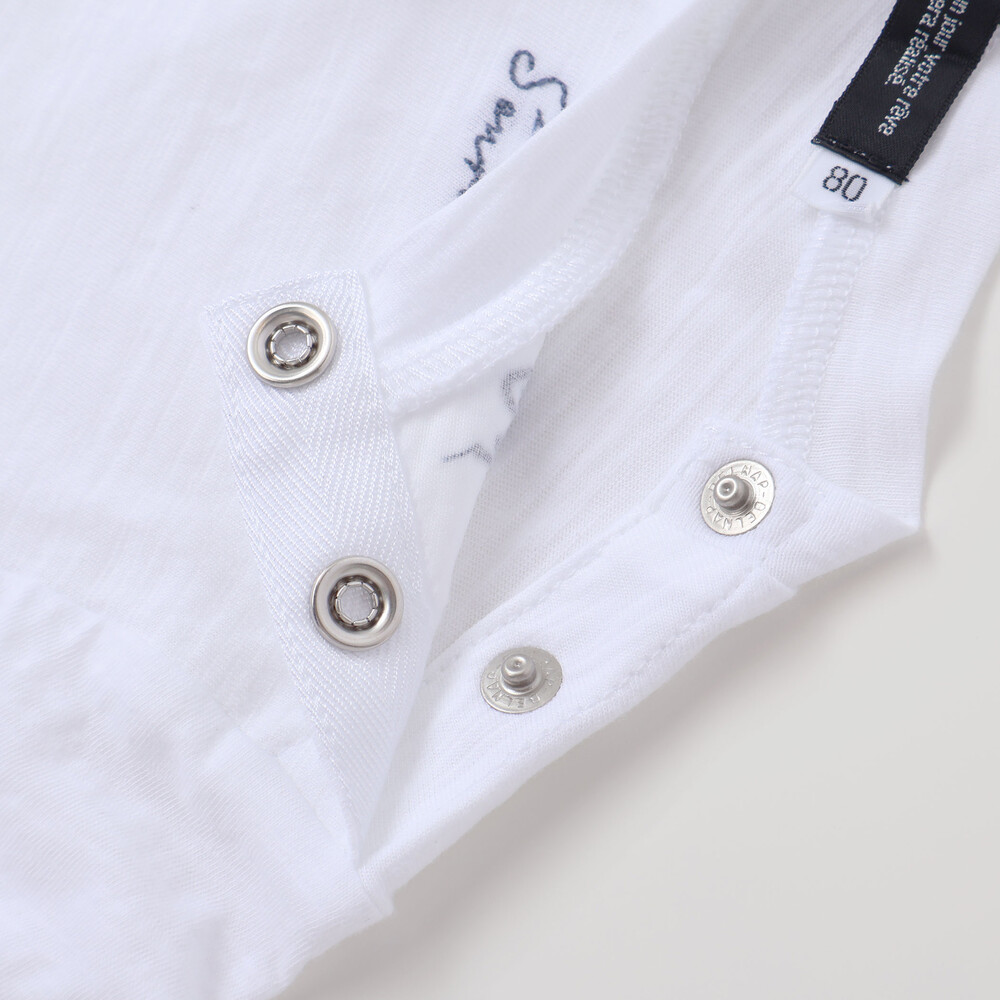 スラブ天竺肘パッチ長袖Tシャツ+オーバーオールセット(80~90cm) ブルー 80cm