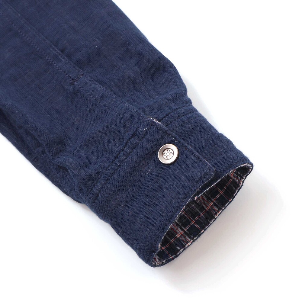 リバーシブルガーゼチェックシャツ(110~160cm) ネイビー 150cm