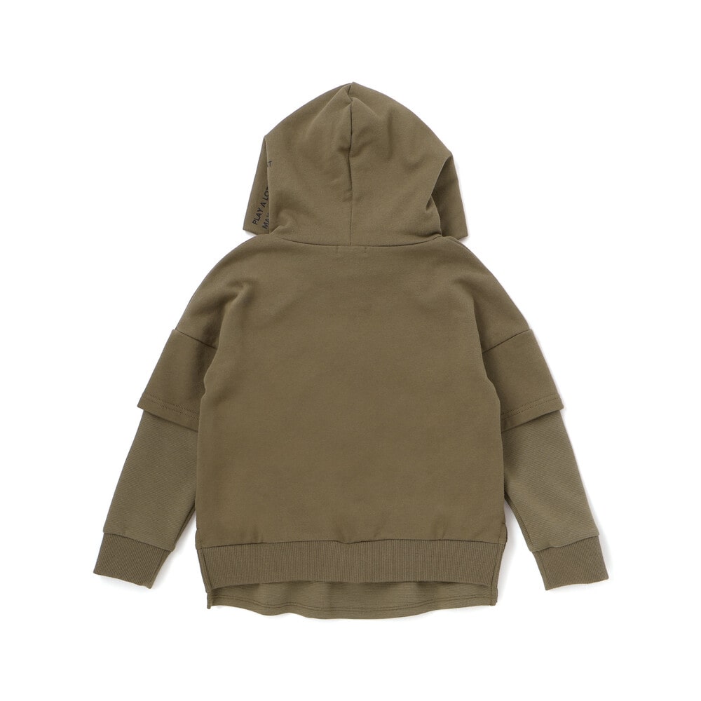 レイヤード風BIGフーディトレーナー(110~160cm) ブラック 110cm