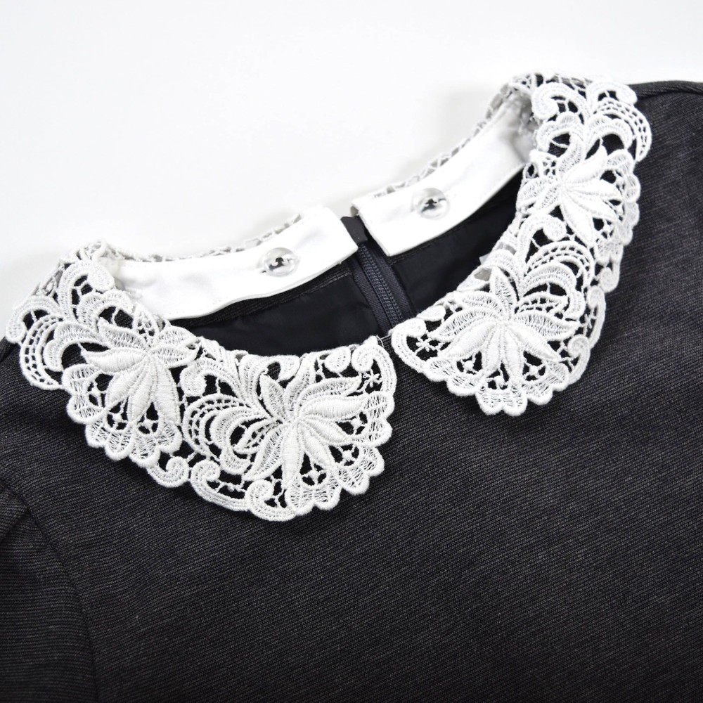 フォーマル ポンチ 襟レース 台形 ジャンパースカート ワンピース (90~140cm) グレー 110cm