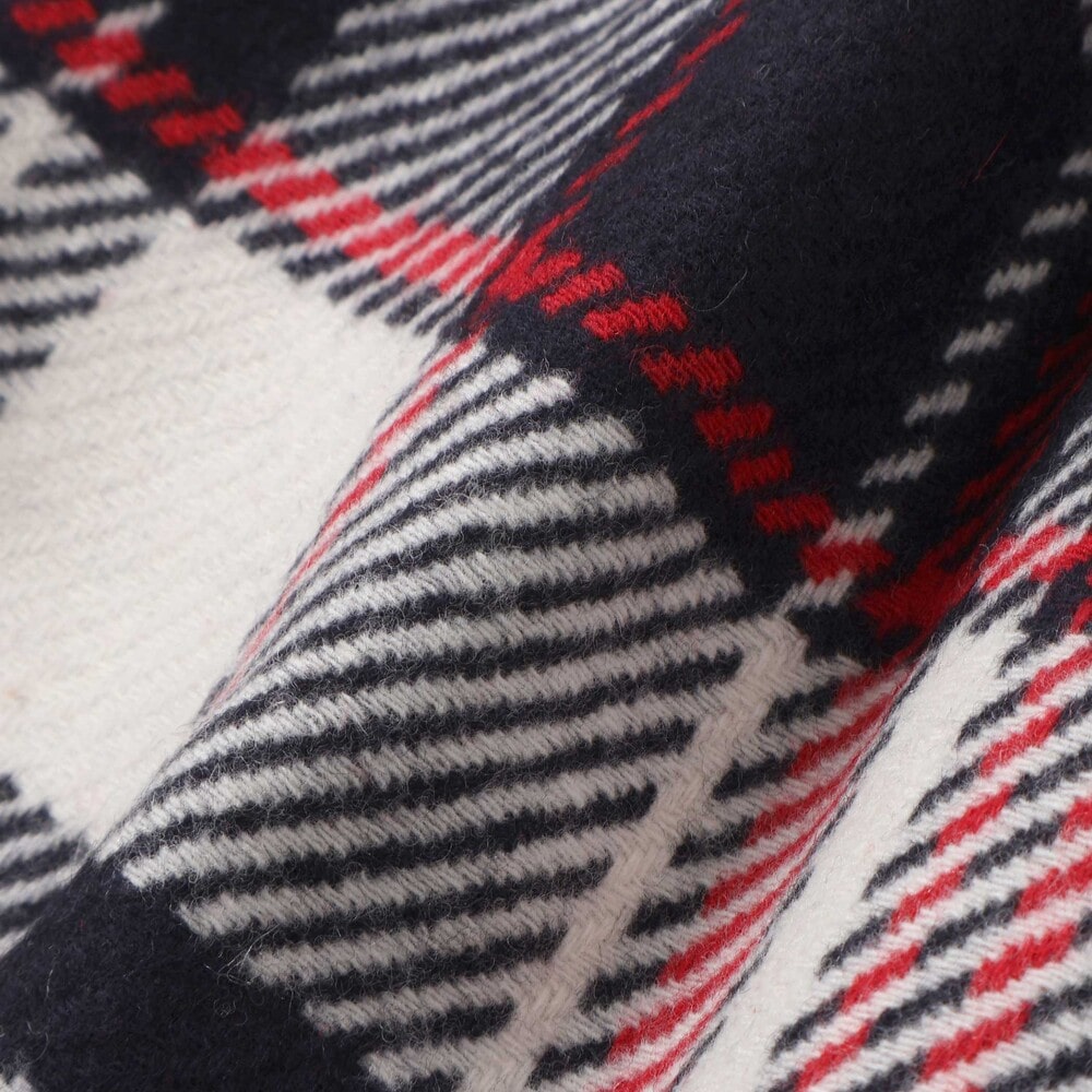 【日本製】【お揃い】ウールチェックサイドリボン付きジャンパースカート(90~140cm) ネイビー系 100cm