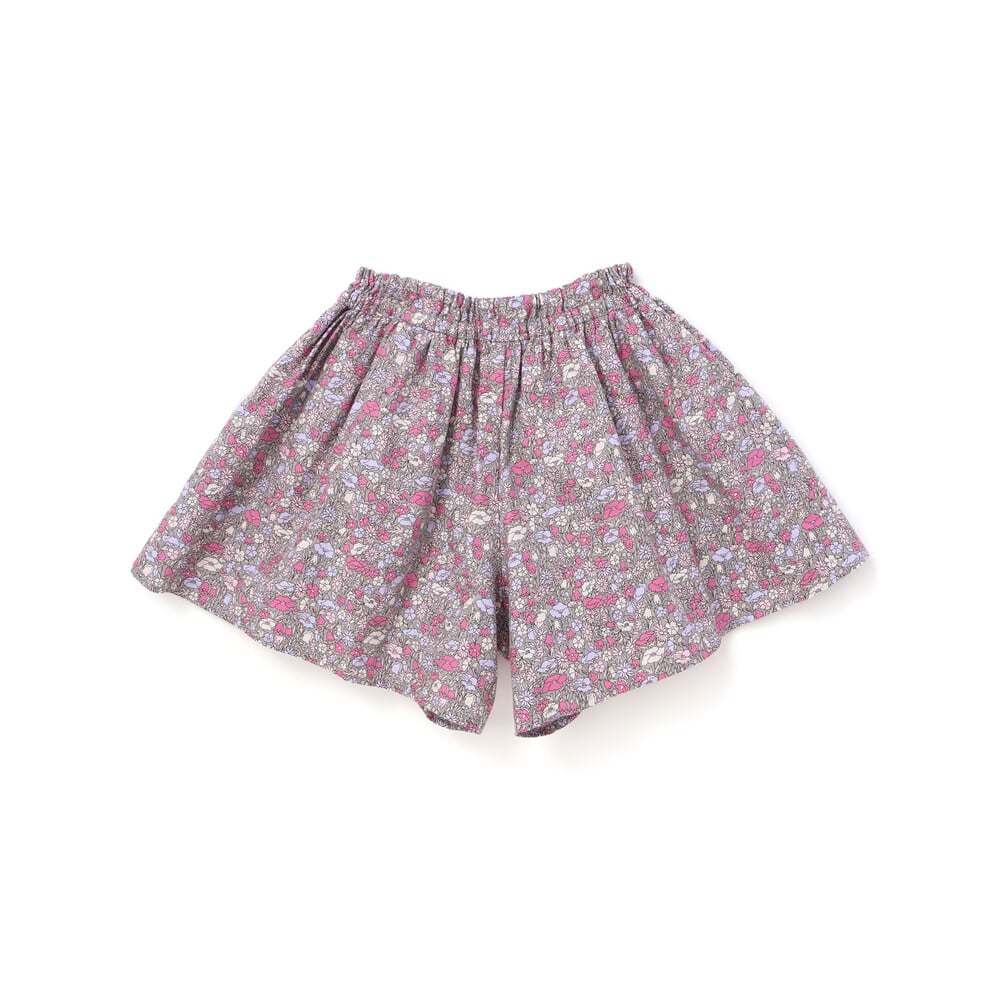 【日本製】【お揃い】リバティプリント(PETAL & DAISY)配色パイピング キュロットパンツ(100~140cm) ピンク系 100cm